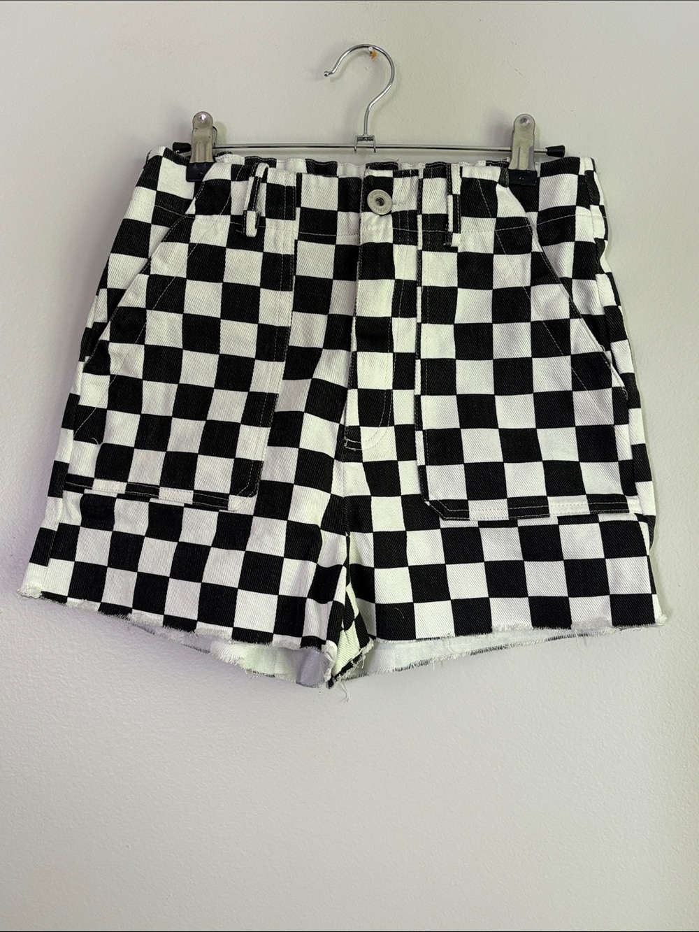 Papermoon Black & White Check Shorts